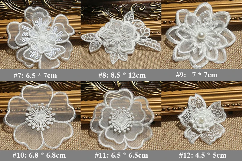 10 teile/los DIY Weiß Organza Blume Patches Für Kleidung Stickerei Patches Für Dekorative Parches Applique Nähen Handwerk – Detail 2
