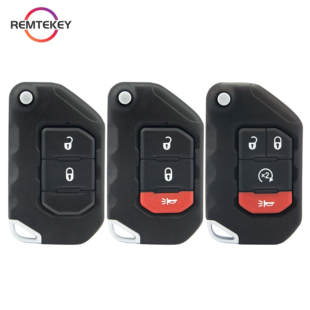 REMTEKEY Flip Remote Car Key Case Shell FCC OHT1130261 2/3/4 Buttons For Jeep Wrangler Gladiator 2018 2019 2020 SIP22 Blade