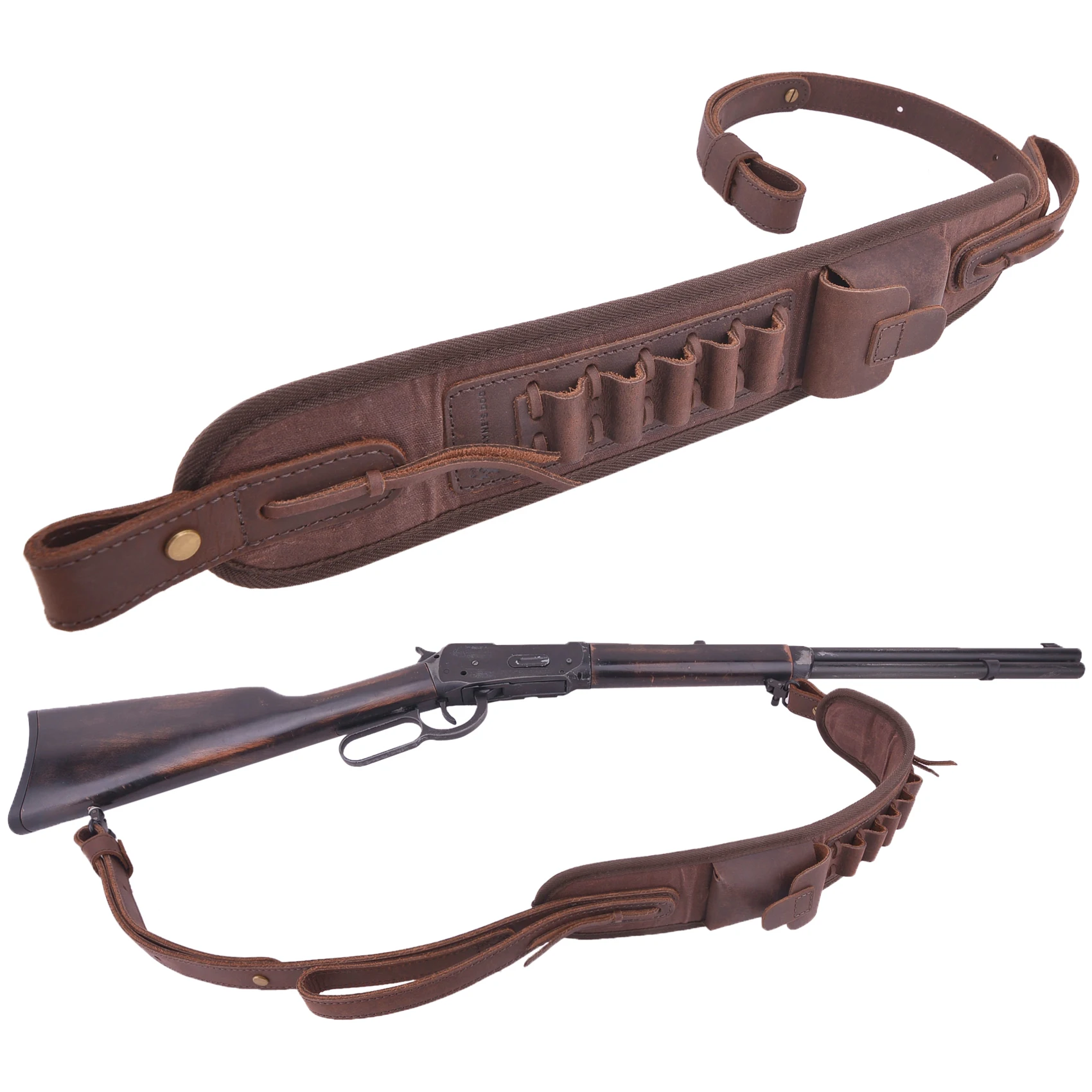 Sangle De Fusil En Cuir Wayne's Dog – 2 Points – Réglable 83-105cm – Pour Chasse