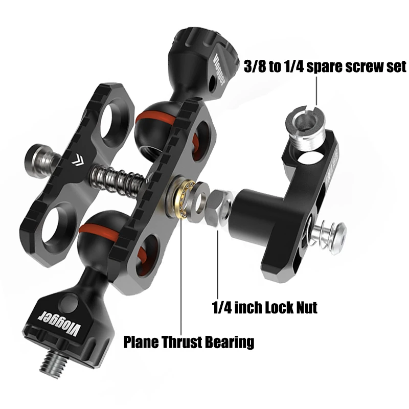 Description Picture 3 of itemVLOGGER Magic Arm 1/4 Screw Head Super Clamp Ball Head Bracket Monitor Mobile Phone DSLR Camera Cage Butterfly Clip Kit