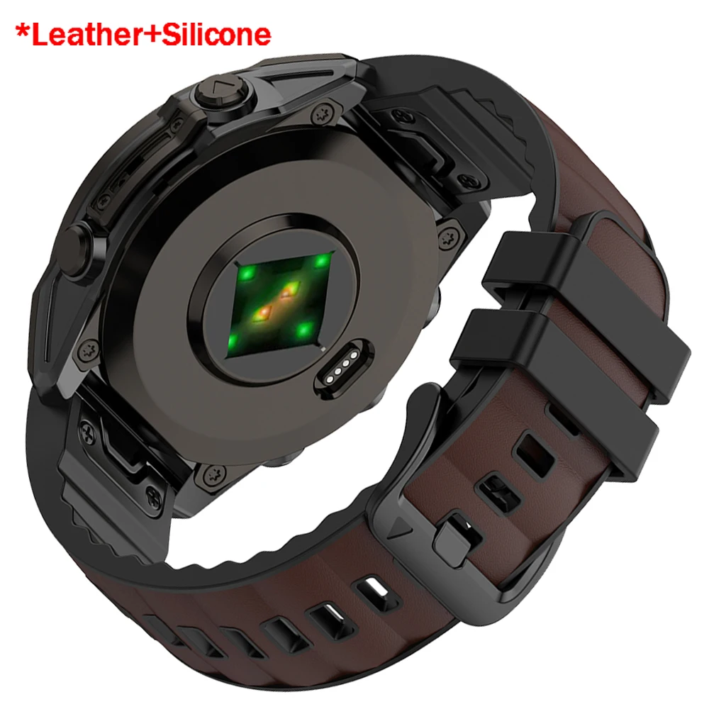 Premium QuickFit Leather Silicone Strap – 26mm/22mm Band Replacement Bracelet