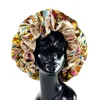 Women Satin Bonnet Cap Double Layer Silky Big Bonnet for Lady Printing Sleep Cap Head Wrap 5