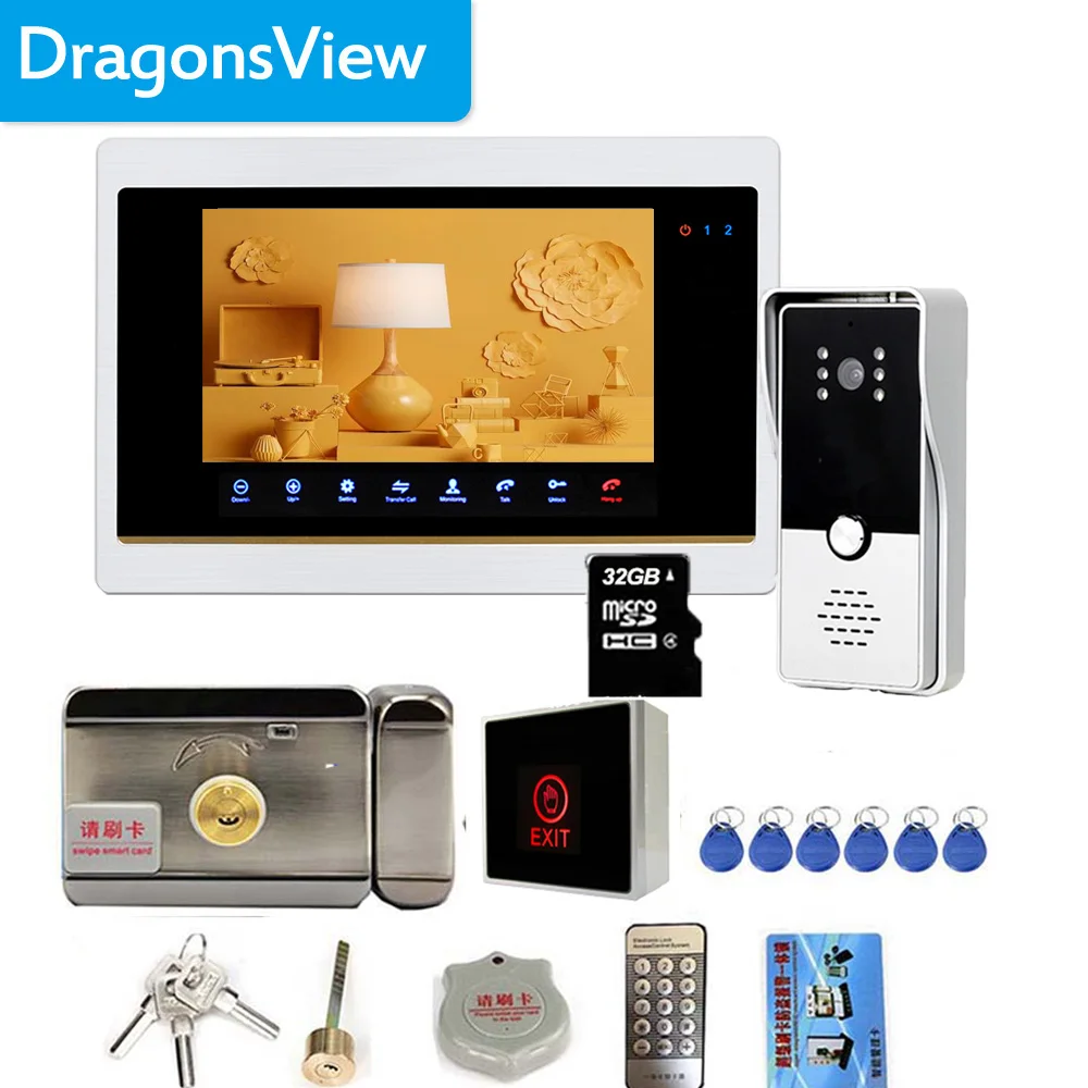 Dragonsview 7 Inch Home Intercom System Doorbell with Camera Video Door Phone Unlock Door Access For Villa Apartment