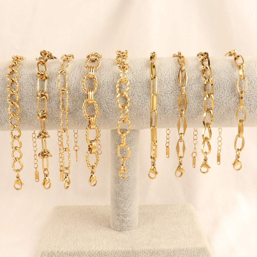 Guidre 4Pcs Chaîne Bracelets Pour Femme Plaqué Or 14K Bracelets