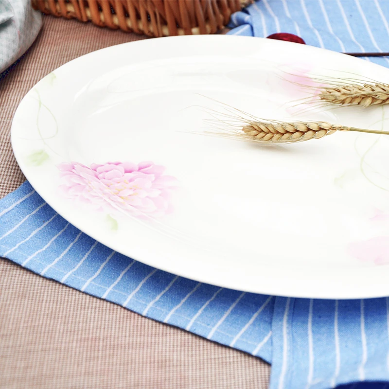 12 inch, real bone china serving dinner plate, sun-flower, porcelain tableware fish dish, ceramic charger plates, kitchen dishes