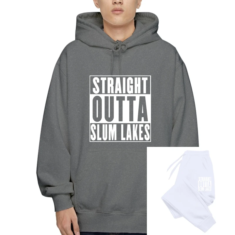 

Crewneck Classic SweaSweatOuterwear Hoodie Text Composition Letter Straight Outta Slum Lakes Cotton Father's SweaSweatOuterwear