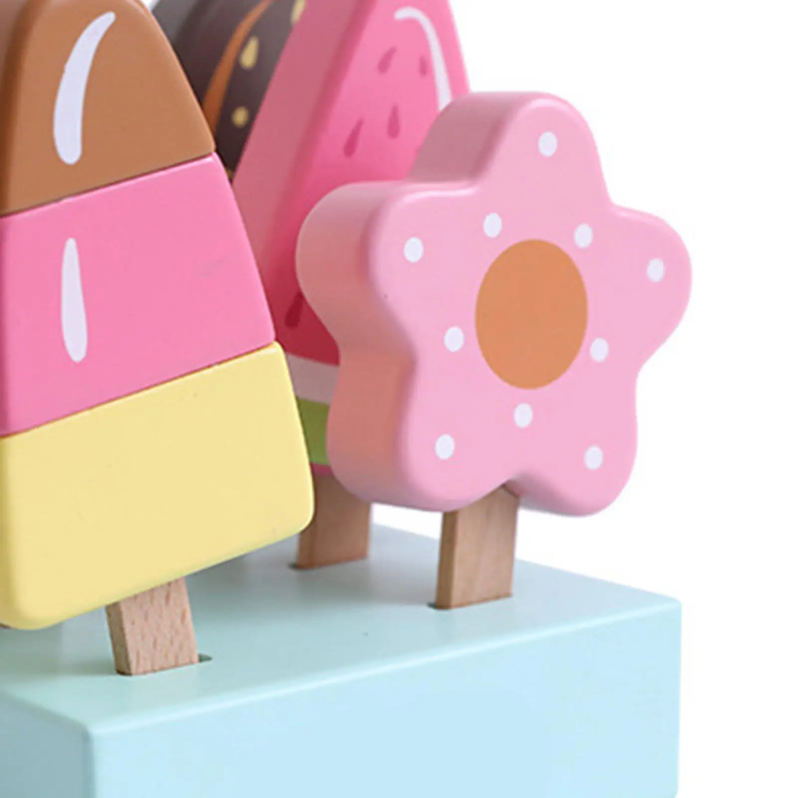 Ice Cream Toy, Fake Ice Cream with Wooden Popsicle, Montessori Simulation Ice Cream Pretend Play for Kids Boys Holiday Gifts