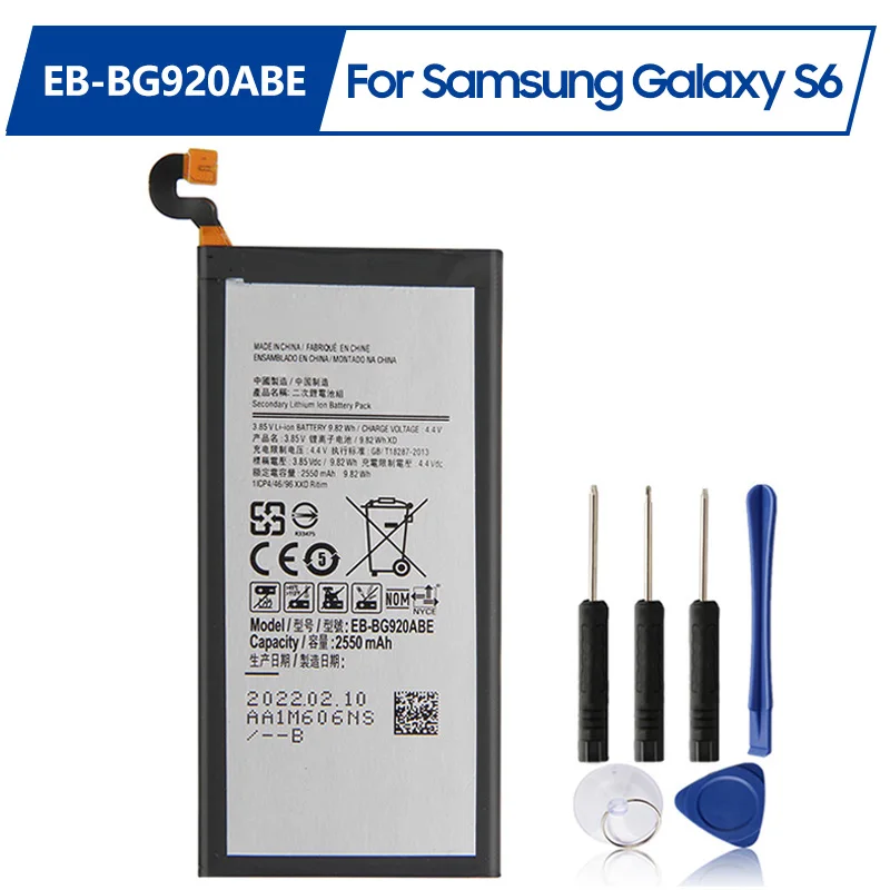 dctenone eb bg920abe eb bg920aba 2550mah battery for samsung galaxy s6 g9200 g9208 g9209 g920f g920 g920v t f a i tools Replacement Battery EB-BG920ABE For Samsung GALAXY S6 G9200 G9208 G9209 SM-G920F G920I G920 G920A G920V G920T G920F 2550mAh