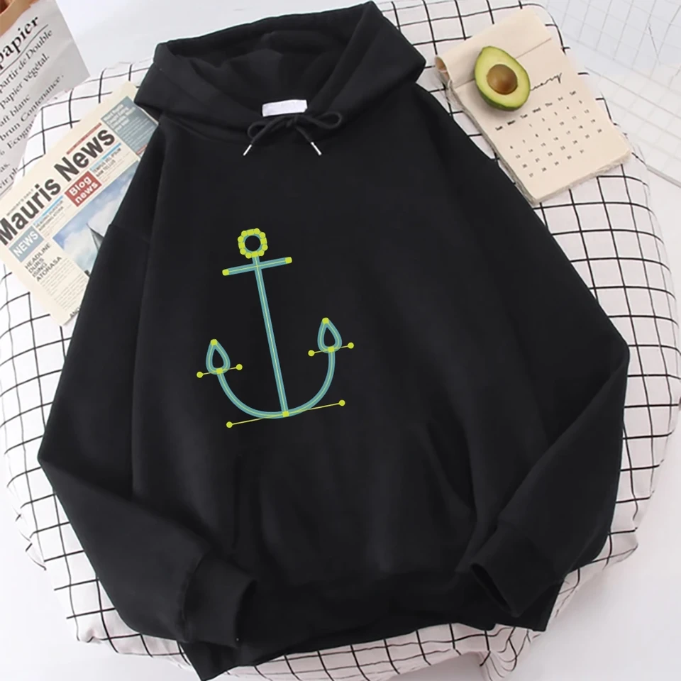 Nautical Anchor Design Oversized Hoodie for Fall