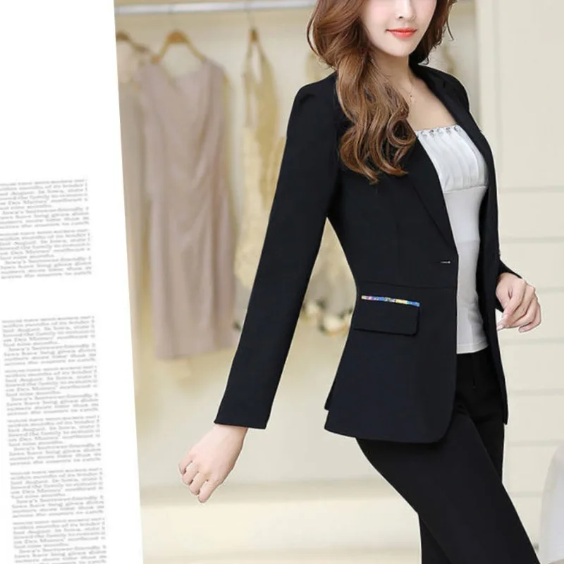 Women's Spring and Autumn New Fashion Commuter Polo Collar Printed Button Casual Versatile Long Sleeve Slim Fit Short Suit Coat