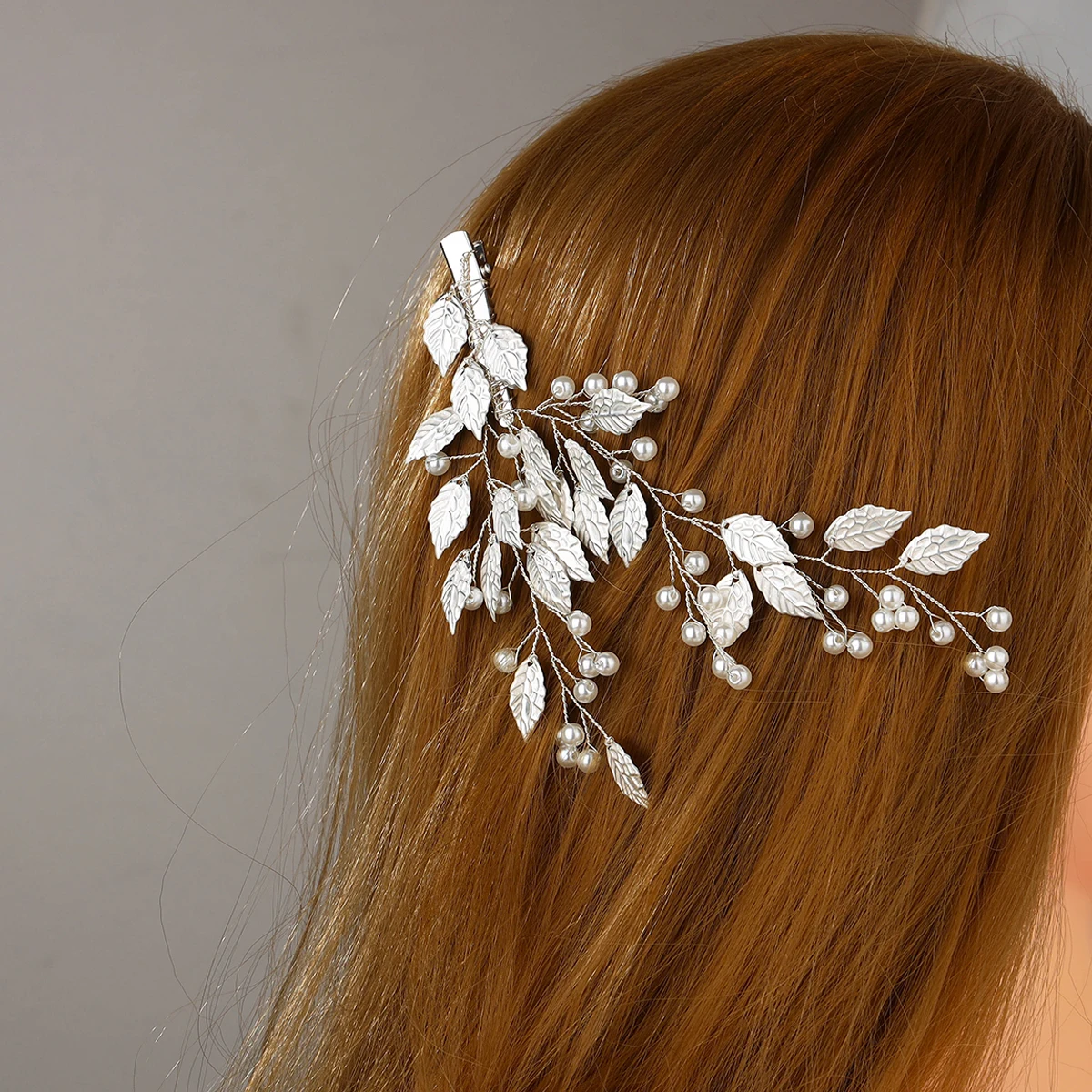 Handmade wedding hair comb pearl flower leaf bridal hair clip ladies wedding ornament
