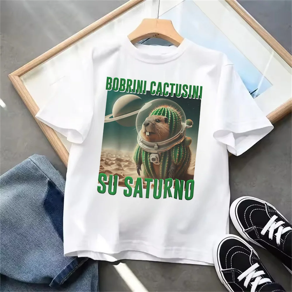 Italian Brainrot Animals Kids T-shirt - Cute and Absorbent Casual Summer Tee