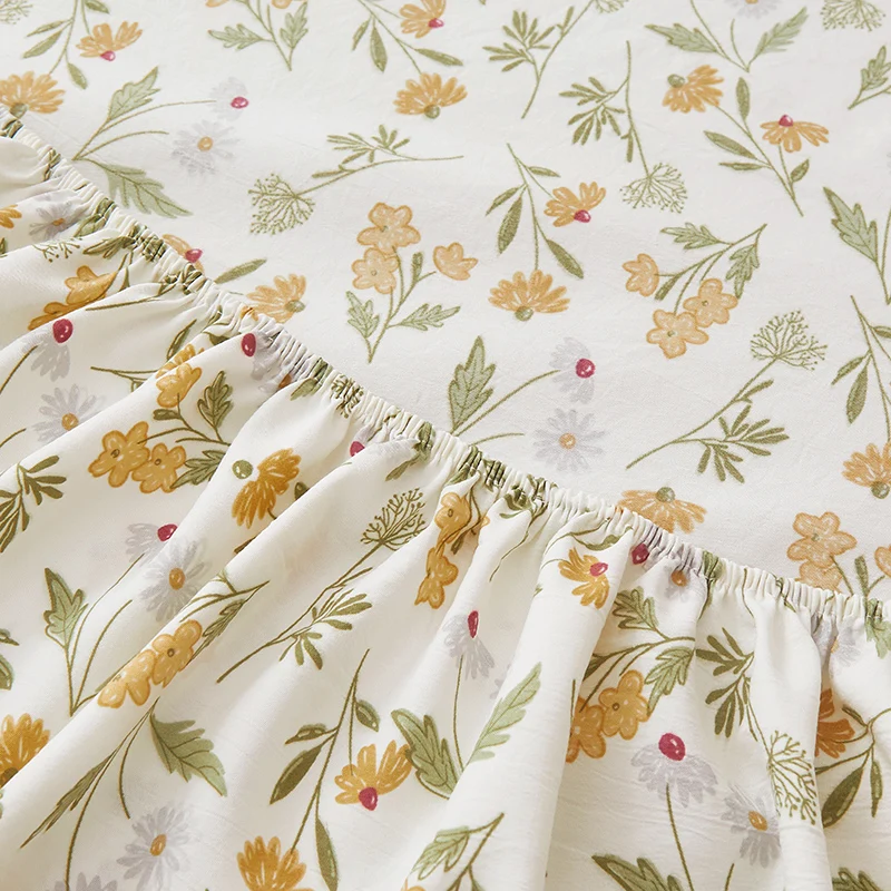 Floral Style Fitted Sheet Breathable Bedsheet постельное белье Soft Mattress Protector Home Bed Linen (Pillowcase Need Order) 5