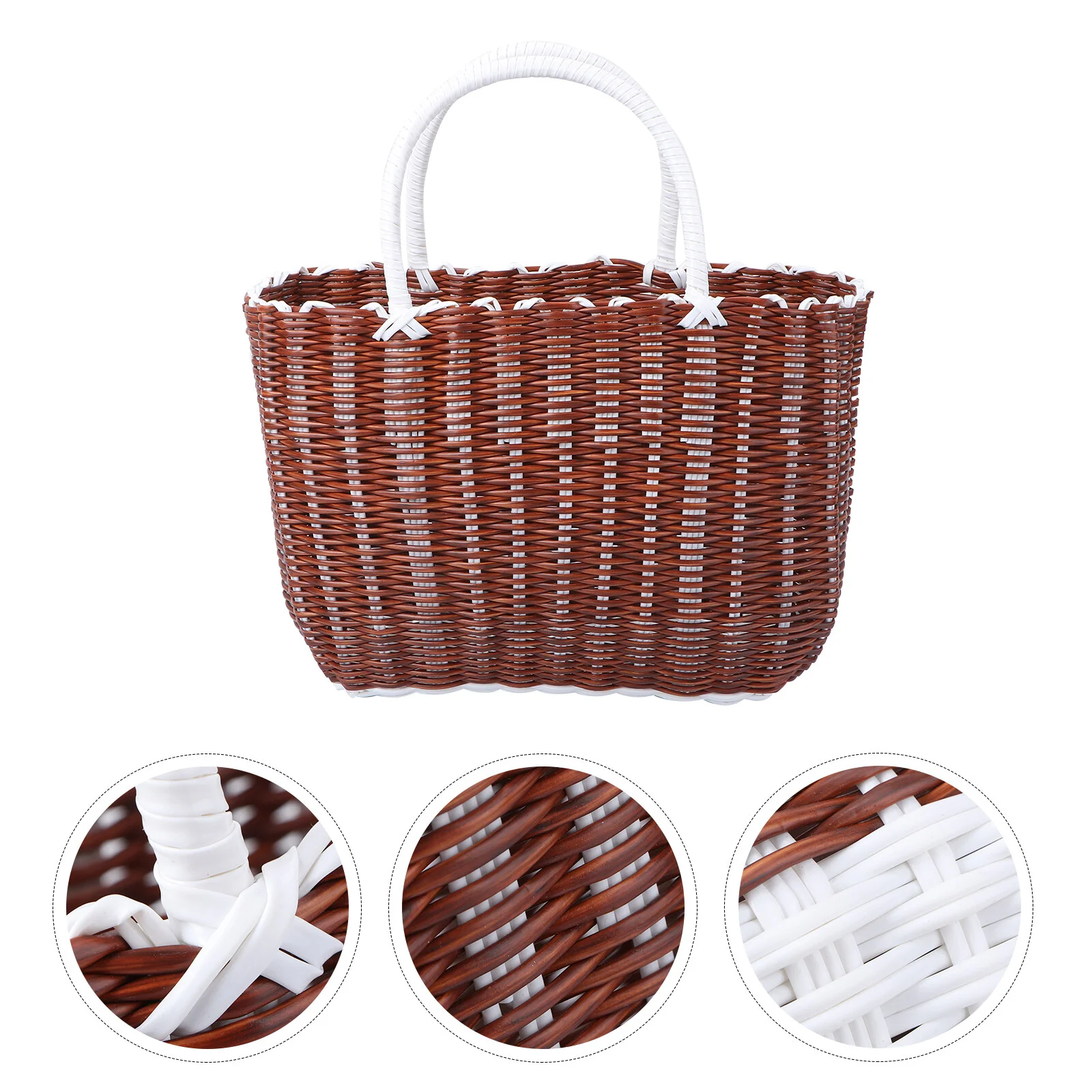 Plastic Basket Portable Shopping Beach Tote Handbag Storage Household Gift Miss Straw