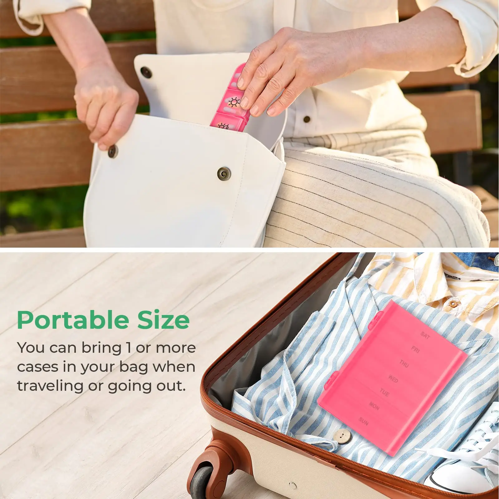 7-Day Pill Organizer 21 Grids 3 Times a Day Portable Travel Pill Box with Large Compartments for Vitamins Medicine and Fish Oils