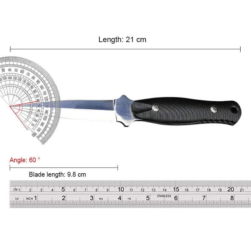 Japanese mirror light portable tactical knife outdoor hunting straight knife survival tool outdoor fishing + leather cover