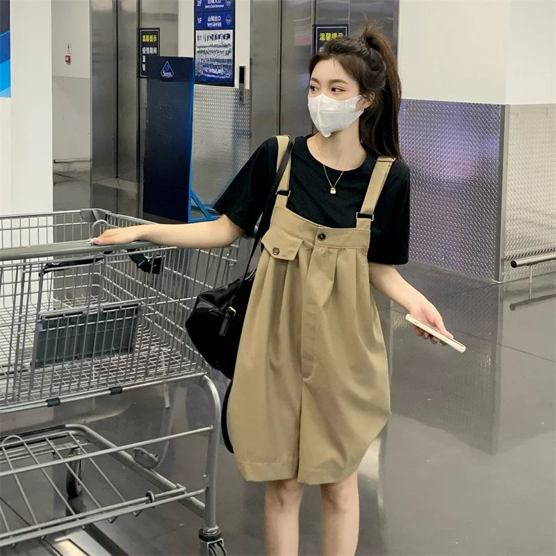 임신 한 여성의 여름 패션 느슨한 맞는 넓은 다리 반바지 티셔츠 어머니 기대를위한 투피스 양복 캐주얼 바지