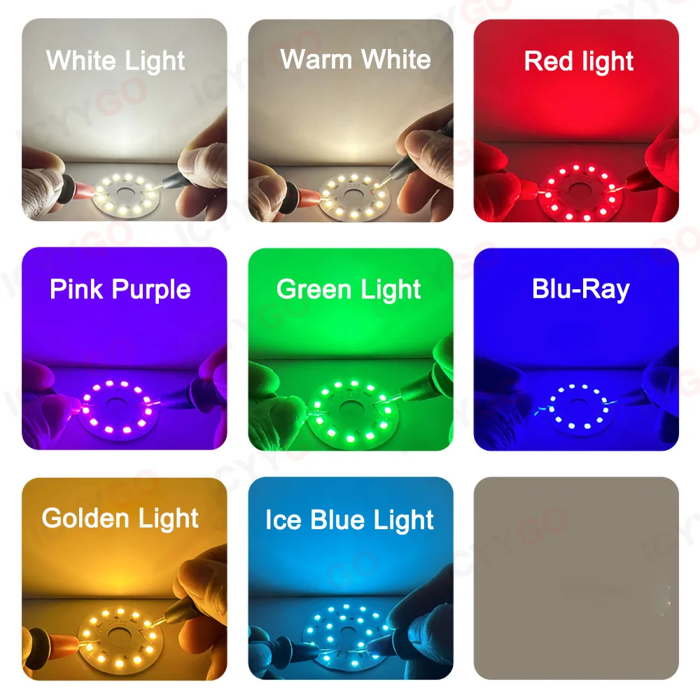 LED PCB Board 12V 24V 3W 5W 7W 9W 12W LED Yellow Blue Green Red Purple Lamp Light Board Bulb Round Light Source 31MM 60MM 85MM