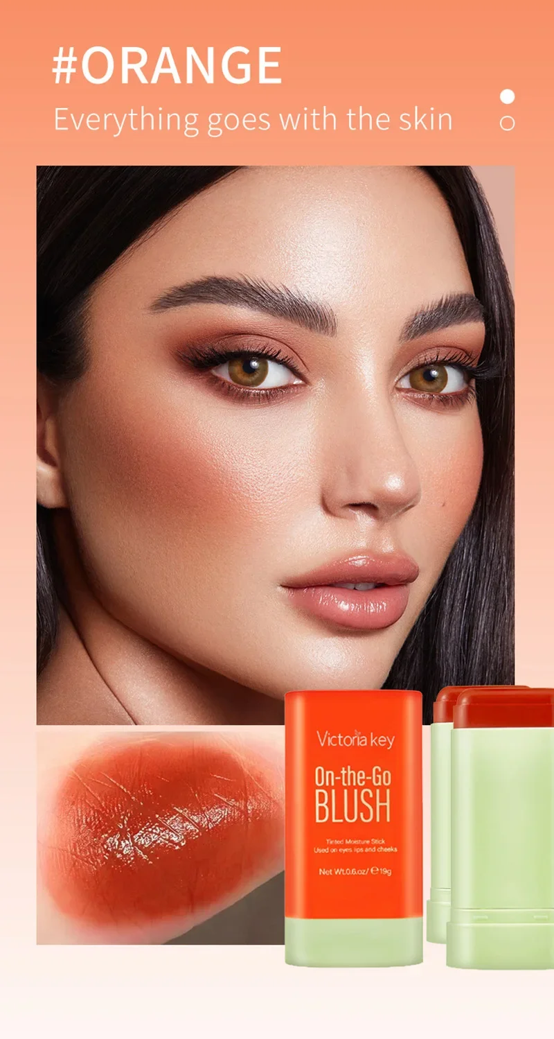 Blush Stick Blush Cream Multi-function Natural Cheek Face Rouge Lasting High Color Rendering Brightening Skin Tone Waterproof
