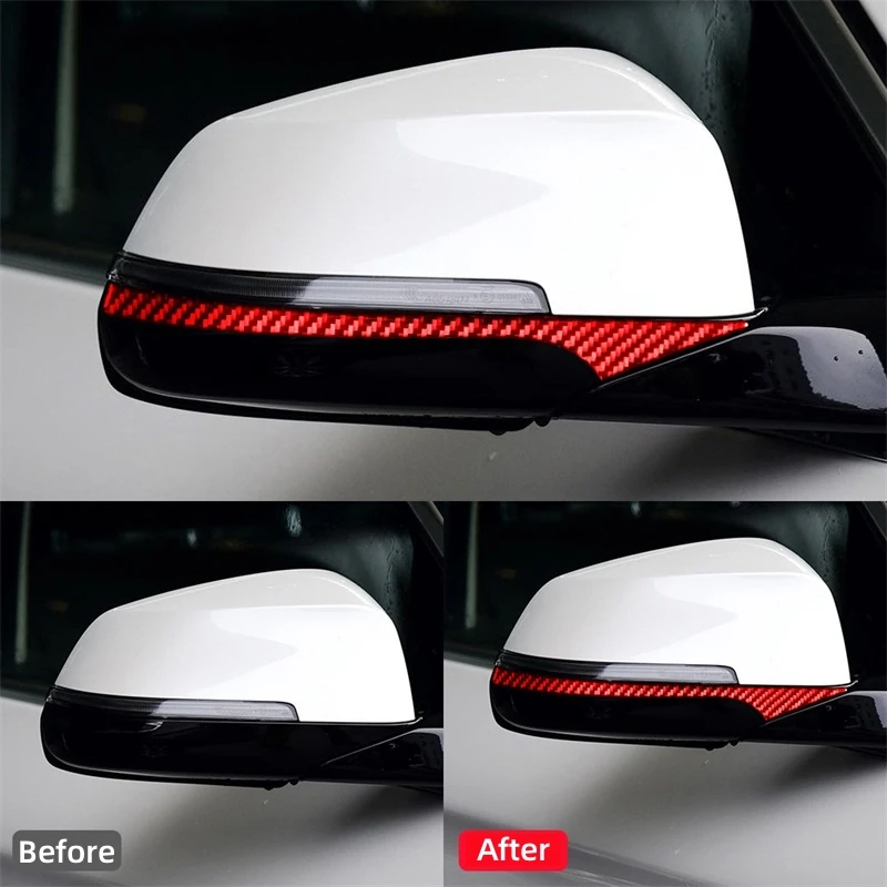 For BMW 5 Series F10 2011- GT5 F07 F01 2010-2015 Car Accessories Carbon Fiber Car Rearview Mirror Decoration Strip Stickers