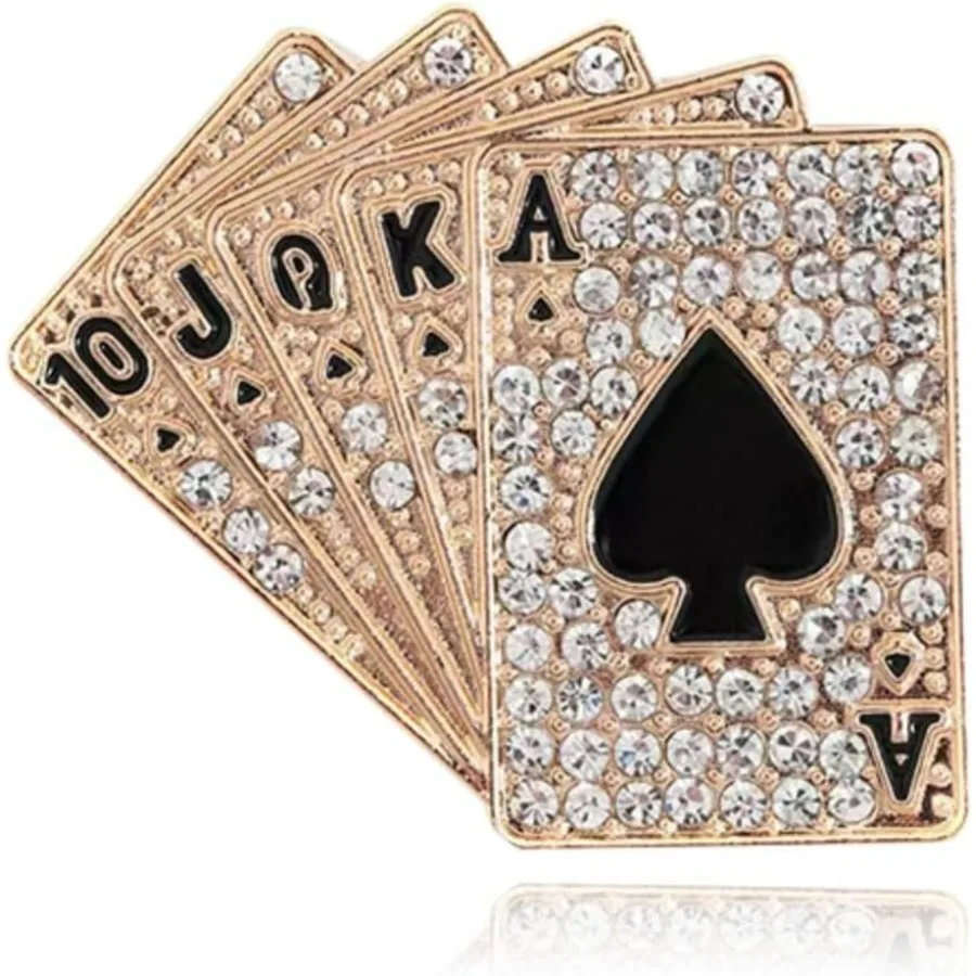 Sparkling Rhinestone Poker Brooch for Women Fashion