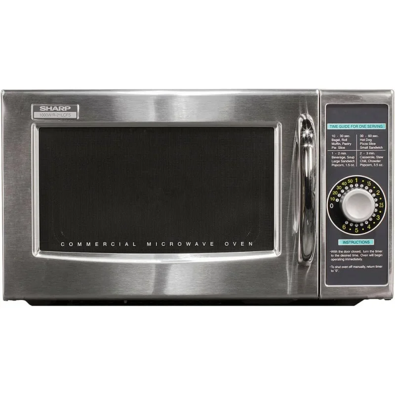 

Sharp R-21LCFS Medium-Duty Commercial Microwave Oven with Dial Timer, Stainless Steel, 1000-Watts, 120-Volts, One Size