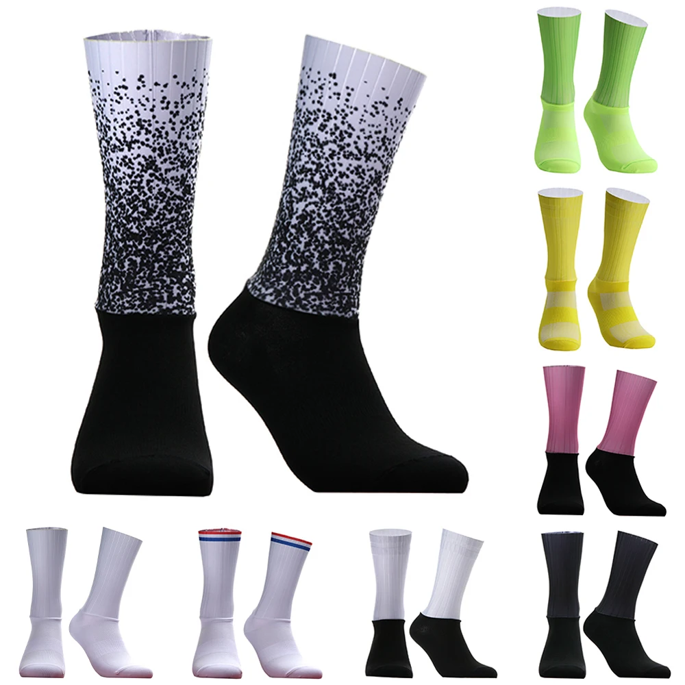 

Seamless New Silicone 2024 Aero Socks Anti Summer Breathable Slip Cycling Socks Men Women Road Bike Calcetines Ciclismo