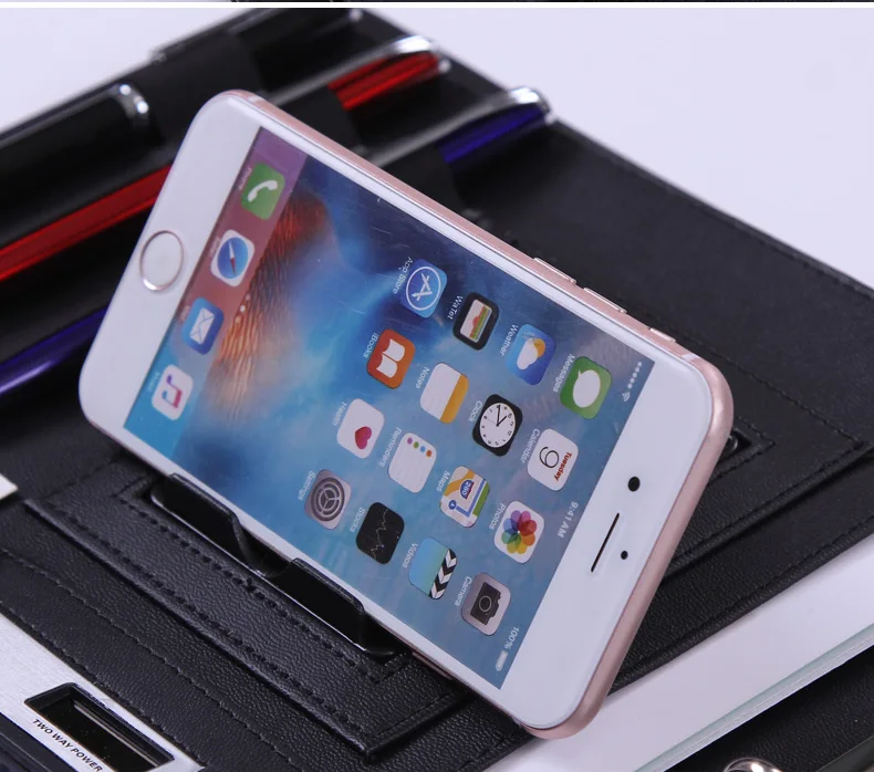 A4 PU Leather Portfolio File Folder Holder Conference Sign Folder with Calculator Mobile Stand Rack document bag leather folder office padfolio