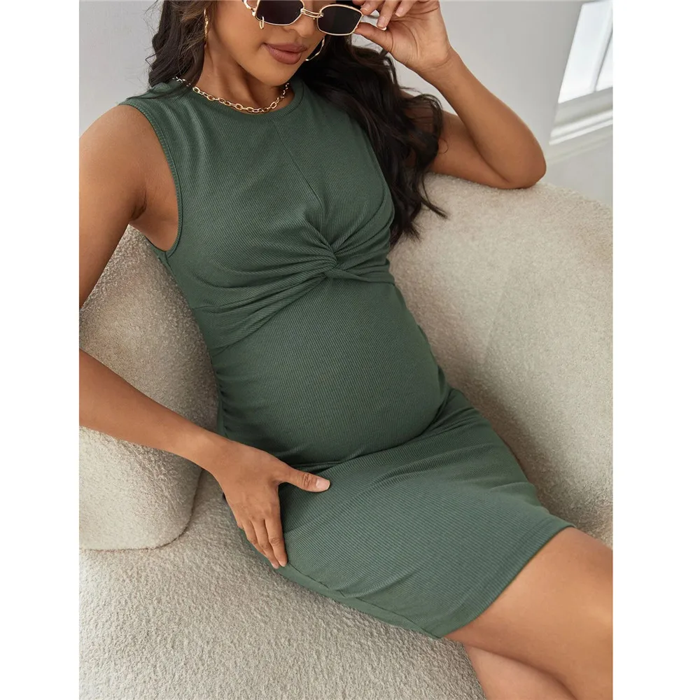 Casual Maternity Knitted Dress For Pregnant Women Straps Stretchy Maternity Photography Dresses For Pregnancy Clothes Photoshoot