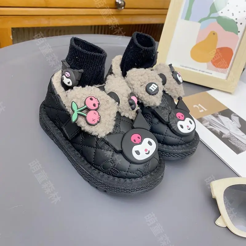 

Kawaii Sanrio аниме Cinnamoroll Kuromi Детские хлопковые тапочки 2023 новая зимняя Милая мультяшная Фотография Девушка Рождественский подарок
