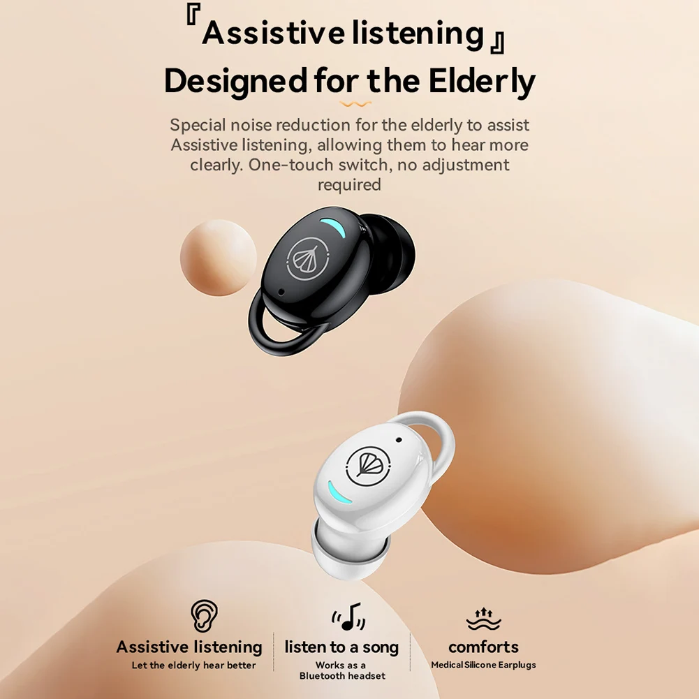 Hearing Aids Bluetooth-Compatible 5.3 Earbuds Invisible Hearing Aid Ear Hearing Device Noise Cancelling Wireless In-Ear Earbuds
