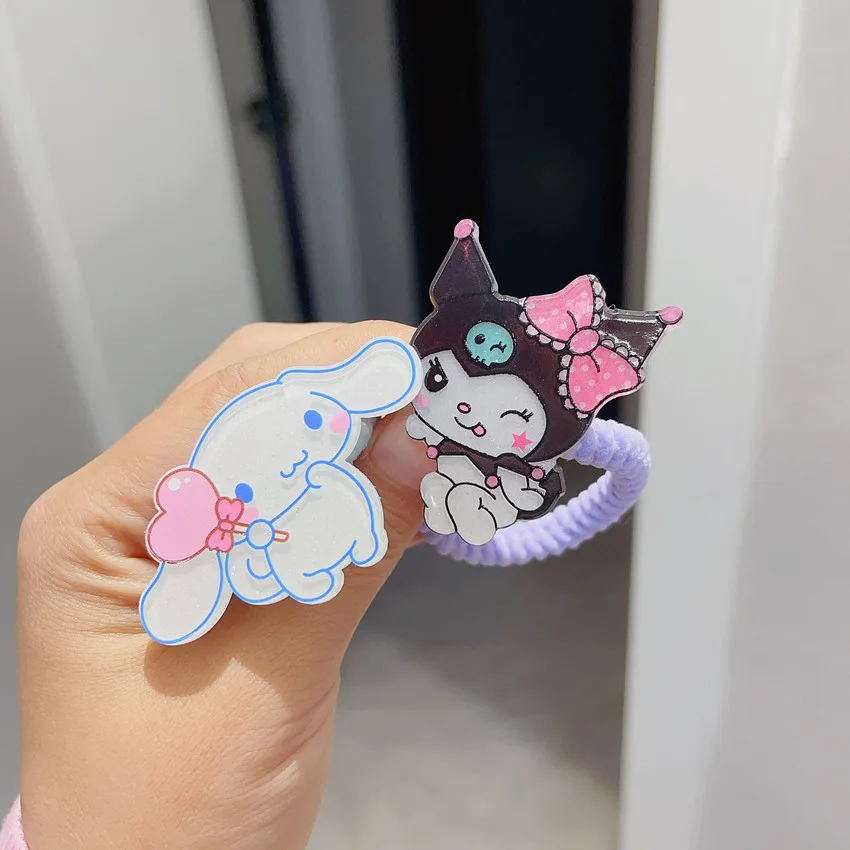 Kawaii Cartoon Sanrio Elastic Hair Rope Kuromi My Melody Cinnamoroll Hair Rubber Band Cute Hair Accessories for Girls 5