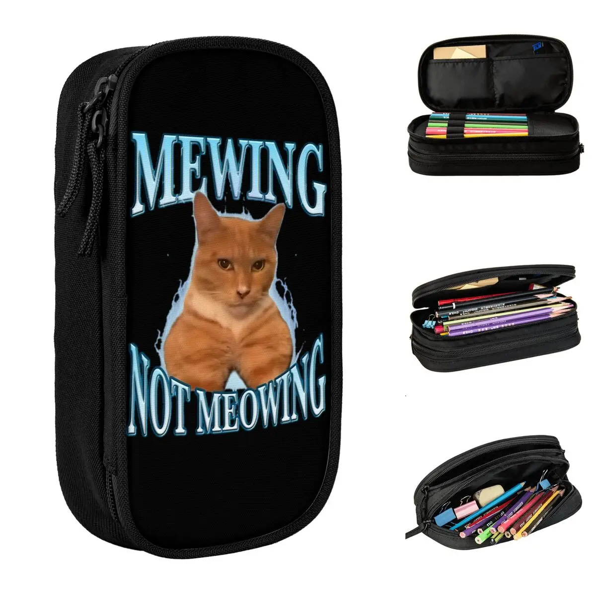 

Mewing Not meизмельчение Забавный мем аксессуары коробка для ручек большой вместимости детские школьные принадлежности подцепка кошка Карандаш