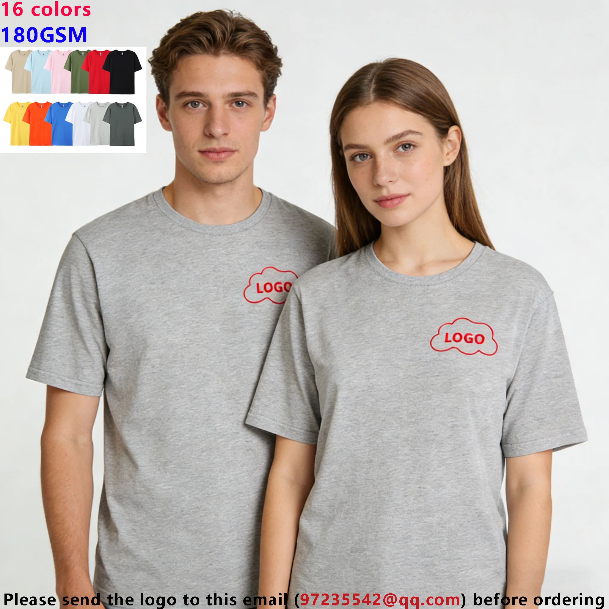 Maßgefertigte 180GSM 100% Baumwolle Unisex T-Shirts - Fügen Sie Ihr Logo/Foto/Slogan Hinzu, Mittlere Stärke für Ganzjähriges Tragen
