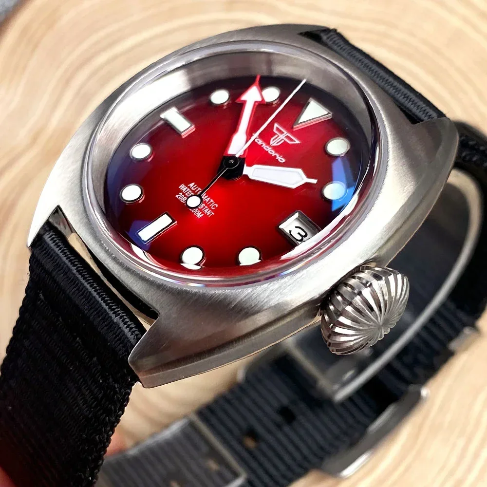Reloj de cristal de zafiro con doble cupula para hombre cronografo automatico con correa de nailon luminosa esfera militar 36mm Japon NH35A