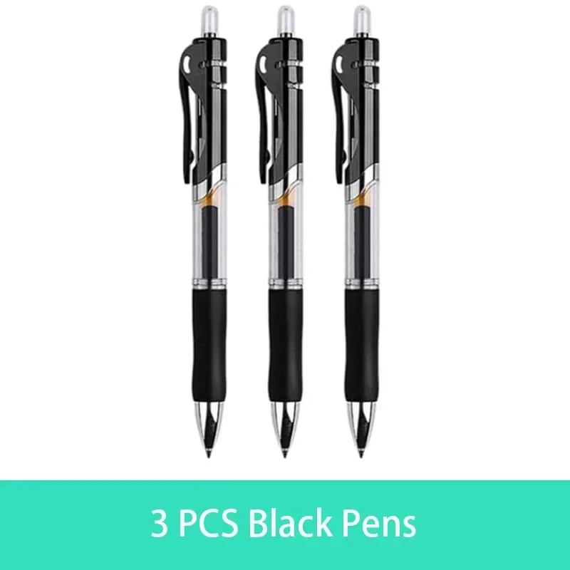 Retractable Gel Pen Set with Replaceable Refills - Large Capacity Ink in Black, Red, and Blue