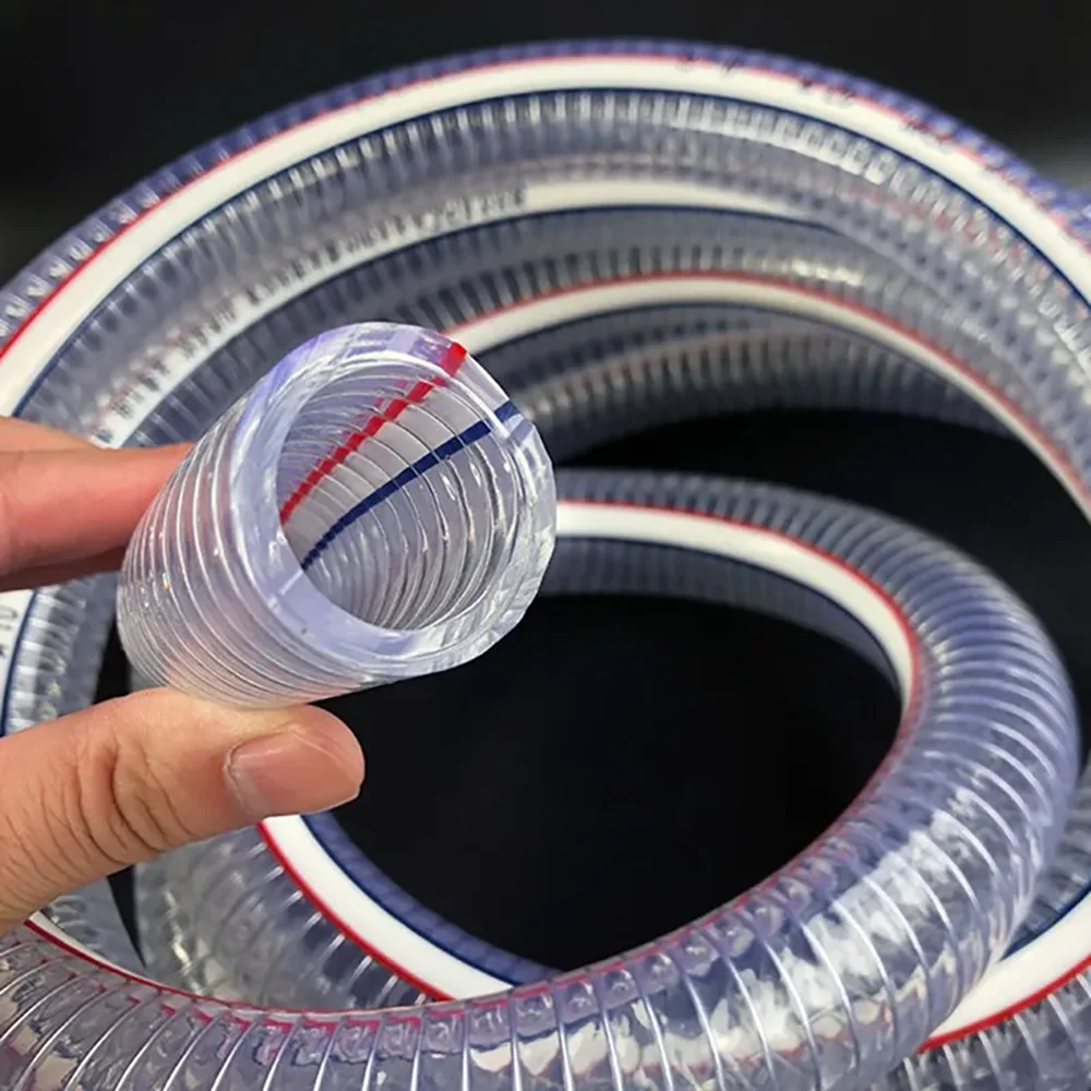1-5M ID10-40mm PVC Steel Wire Hose Transparent Soft Oil Pipe Plastic Water Pump Tube Flexible Rubber With Metal Wire Tubing