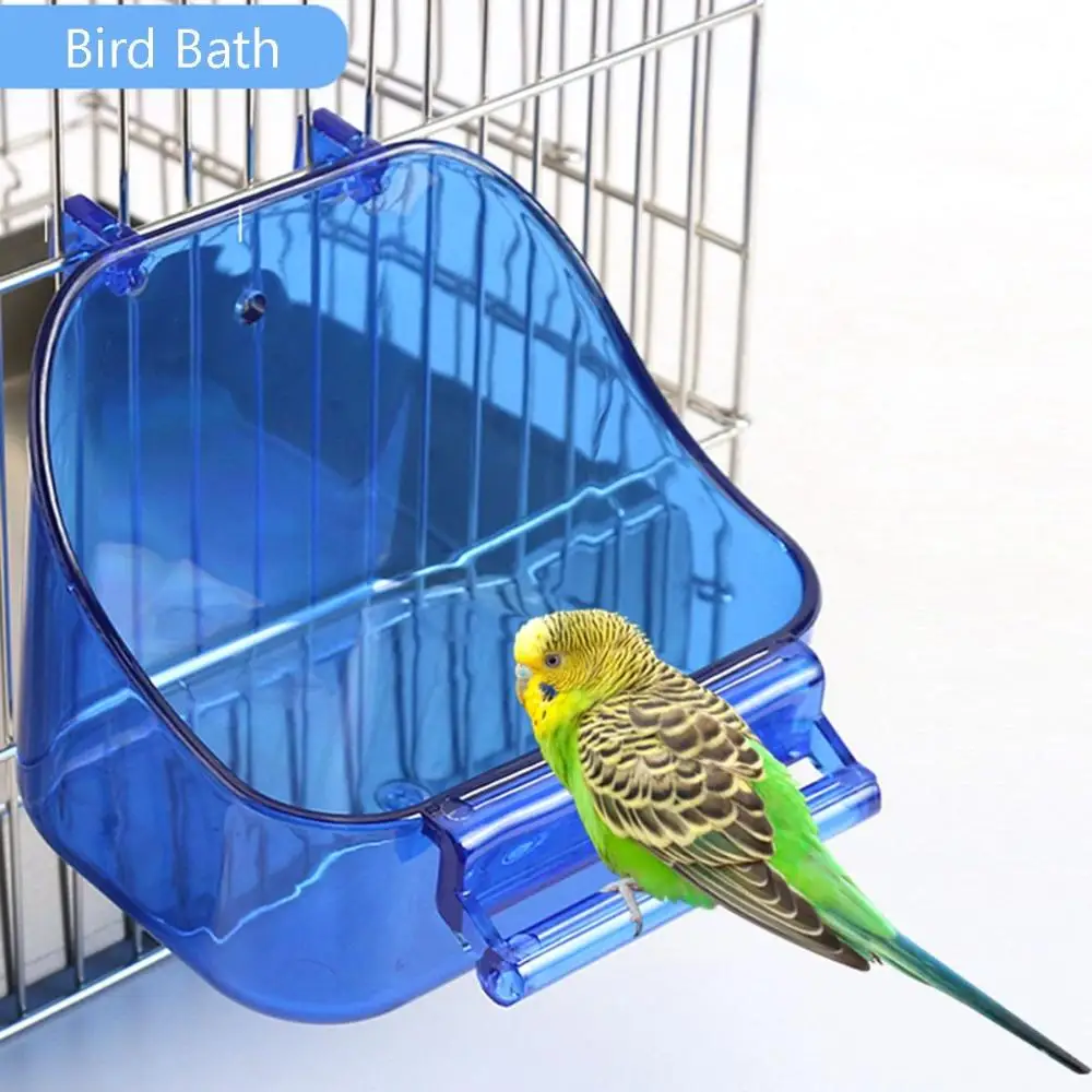 Birds Bath Cage Plastic Parrot Hanging Food Container Birds Bathtub Small Animal Grooming Accessories bird bath