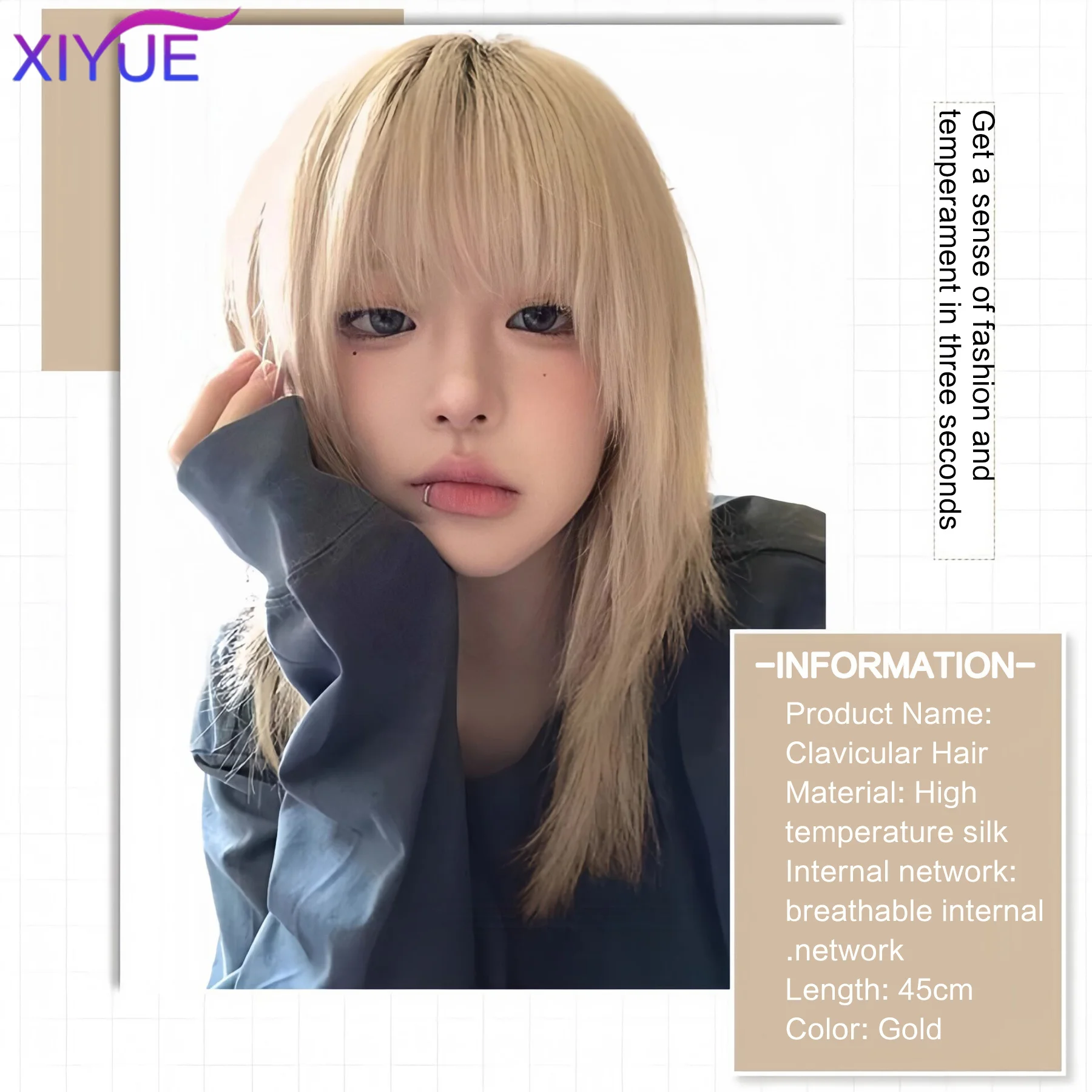 XIYUE Synthetic Fiber Wigs for Women Long Straight Brown Blonde Wig with Bangs Heat Resistant Fashion Natural Daily Party