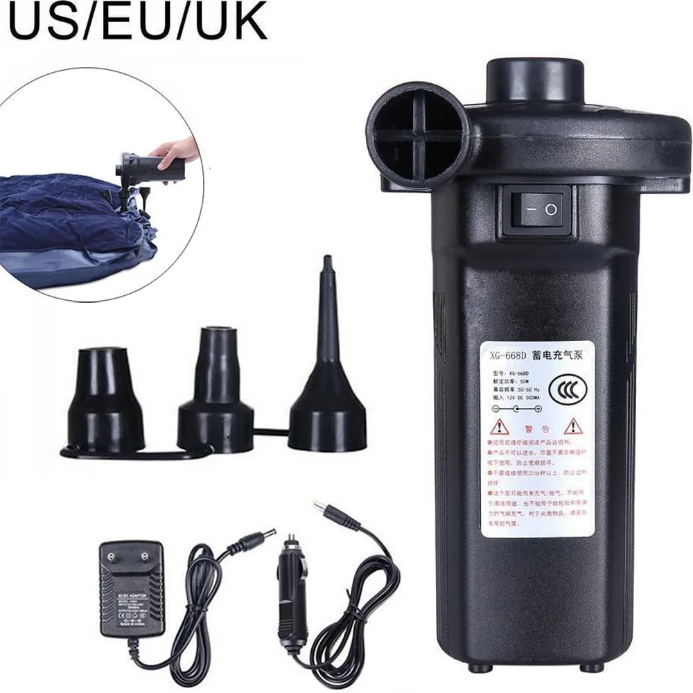

Electric Air Pump Inflator 12V Air Compressor Portable Outdoor Camping Air Pump For PVC Boat Mattress Inflatable Pool Raft Bed