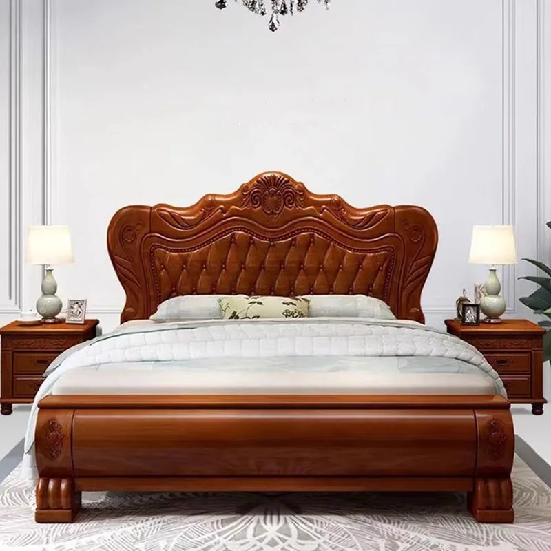 

Nordic Queen Size Double Bed Aesthetic Storage Modular King Double Bed Frame Headboard Luxury Safe Camas Bedroom Furniture