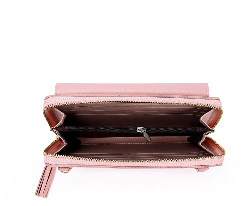 Black Classic Retro Leather Fashion Women's Zipper Pocket Long Shoulder Strap Wholesale 2023 Korean Trend Simple Solid Color