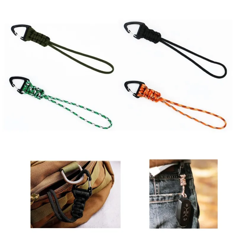 

30Pcs Paracord Keychain Military Braided Nylon Lanyard Metal Triangle Buckle High Strength Parachute Cord Carabiner
