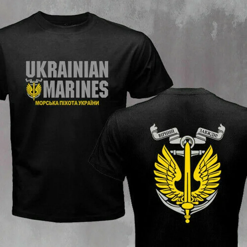 

Ukraine Ukrainian Naval Infantry Naval Marines Military T-shirt Short Sleeve Casual Cotton O-Neck Summer Men Tees