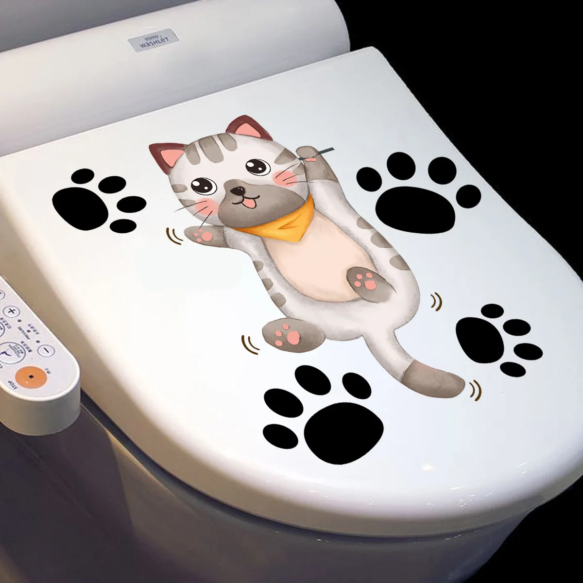 3D 고양이 벽 스티커, 구멍 보기 변기 스티커, 욕실 거실 홈 장식, 동물 비닐 데칼, 아트 귀여운 스티커, 벽 포스터