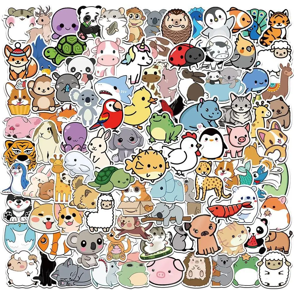 

10/30/50PCS New Trend Cartoon Cute Small Animal Helmet Cup Car DIY Waterproof PVC Graffiti Sticker Wholesale of Children's Toys