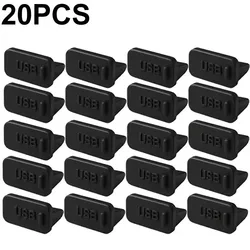 Universal Silicone USB - A Dust Plug - Dustproof Charger Port Cap (20Pcs Black)