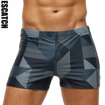 ESCATCH 2025 New Arrivals Men Swimwear Plus Size Fashion Printed Swimsuit Male High Quality Elastic Swim Trunks With Pad