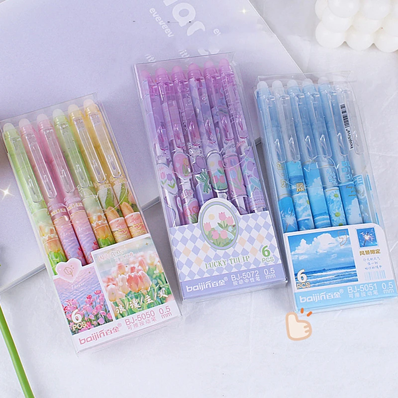 BAYTORY Pastel Erasable Gel Pens, 6Pcs Blue Ink & 6Pcs Refills - View #7