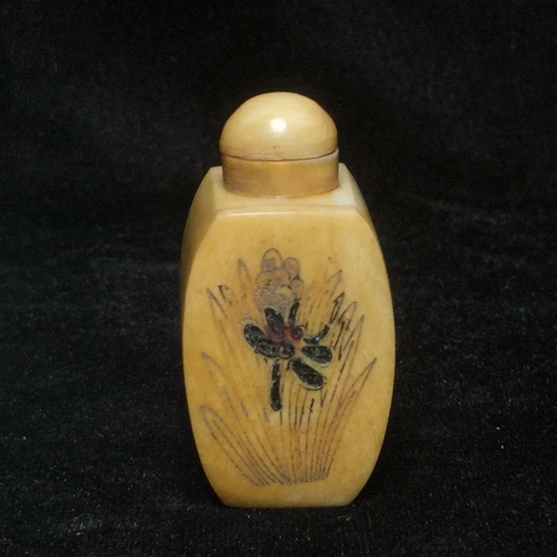 

YIZHU CULTUER ART Collection Ornaments China Hand Carved inlay butterfly dragonfly Snuff Bottles Family Decoration